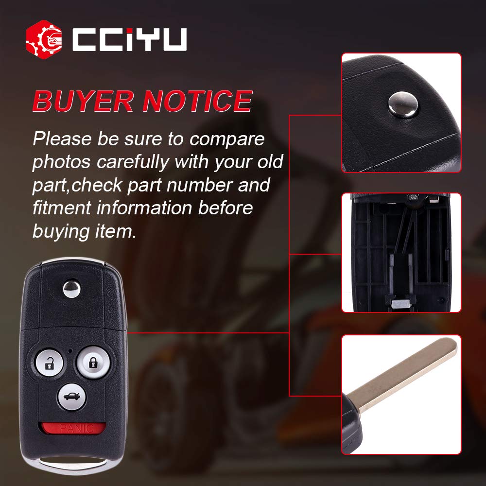 cciyu X 1 Flip Key Fob with Key Blade 4 buttons Replacement for 07
