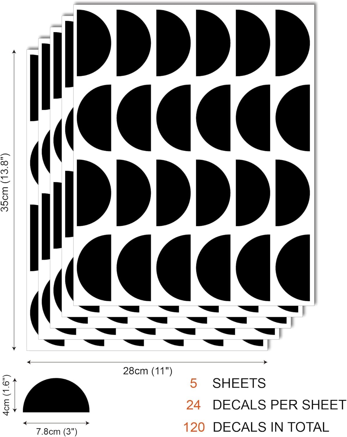 PICASSO SIGNAGE Black Vinyl Wall Decals Peel and Stick | Modern Abstract Boho Wall Art Stickers for Kids Nursery Bedroom Living Room Office Home Decor, Removable Minimalist Wall Stickers (Semicicle) 4