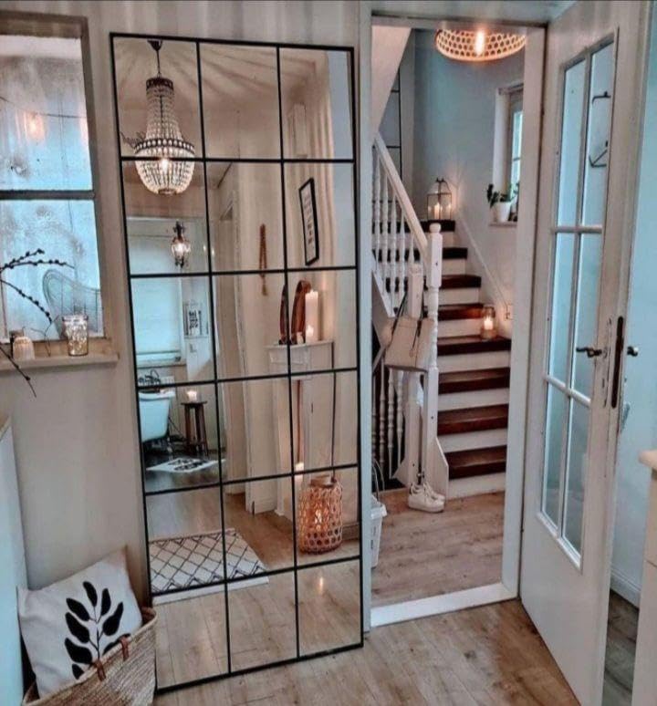 壁掛け姿見　格子　9枚ミラー　海外風　大型ミラー 大型 格子 9枚 ミラー 姿見 壁掛け - メルカリ