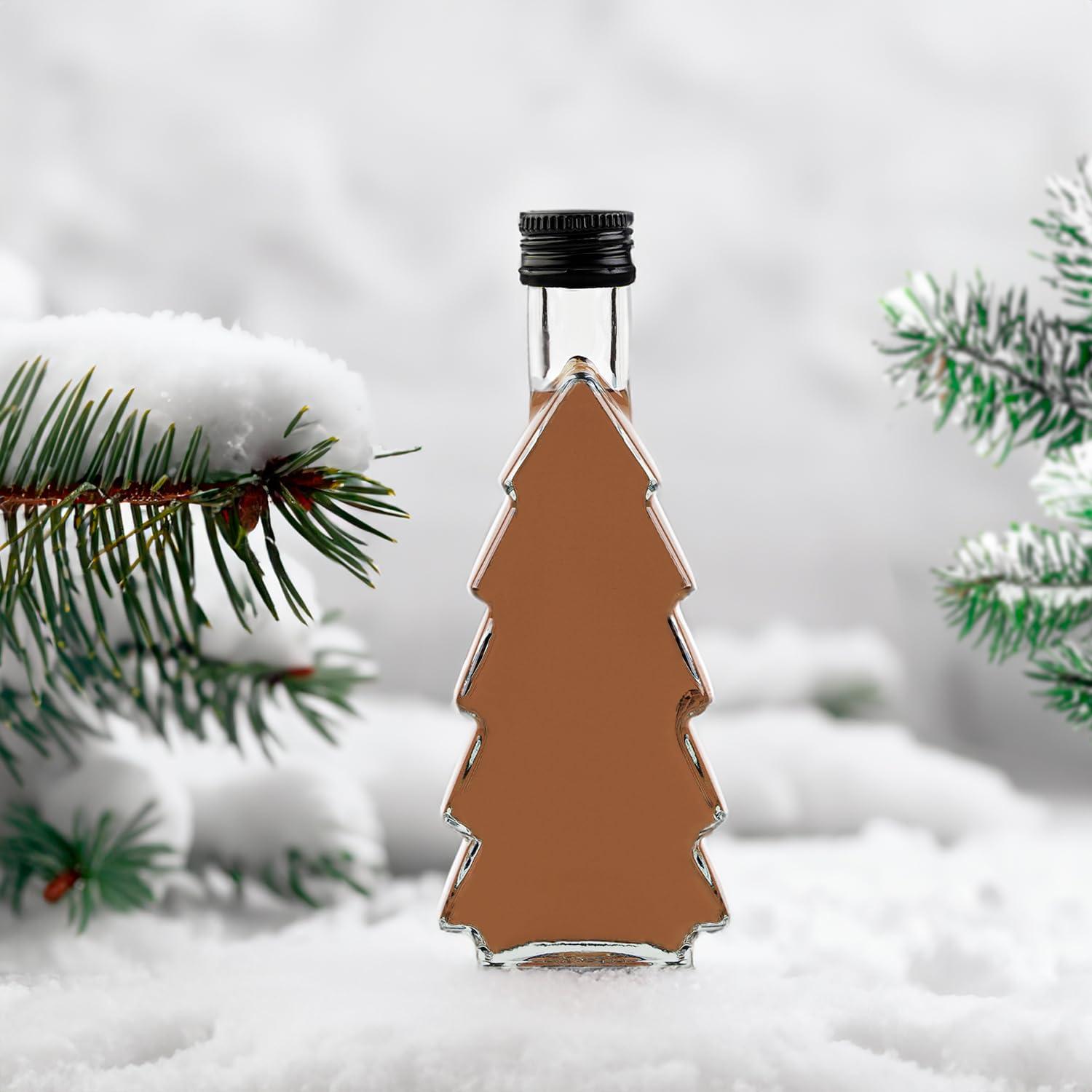Szklane butelki choinkowe 250 ml – 5 sztuk – puste szklane butelki z korkiem do napełniania likierów, nalewek, syropów lub prezentów (drzewko bożonarodzeniowe 250 ml x 5 sztuk)