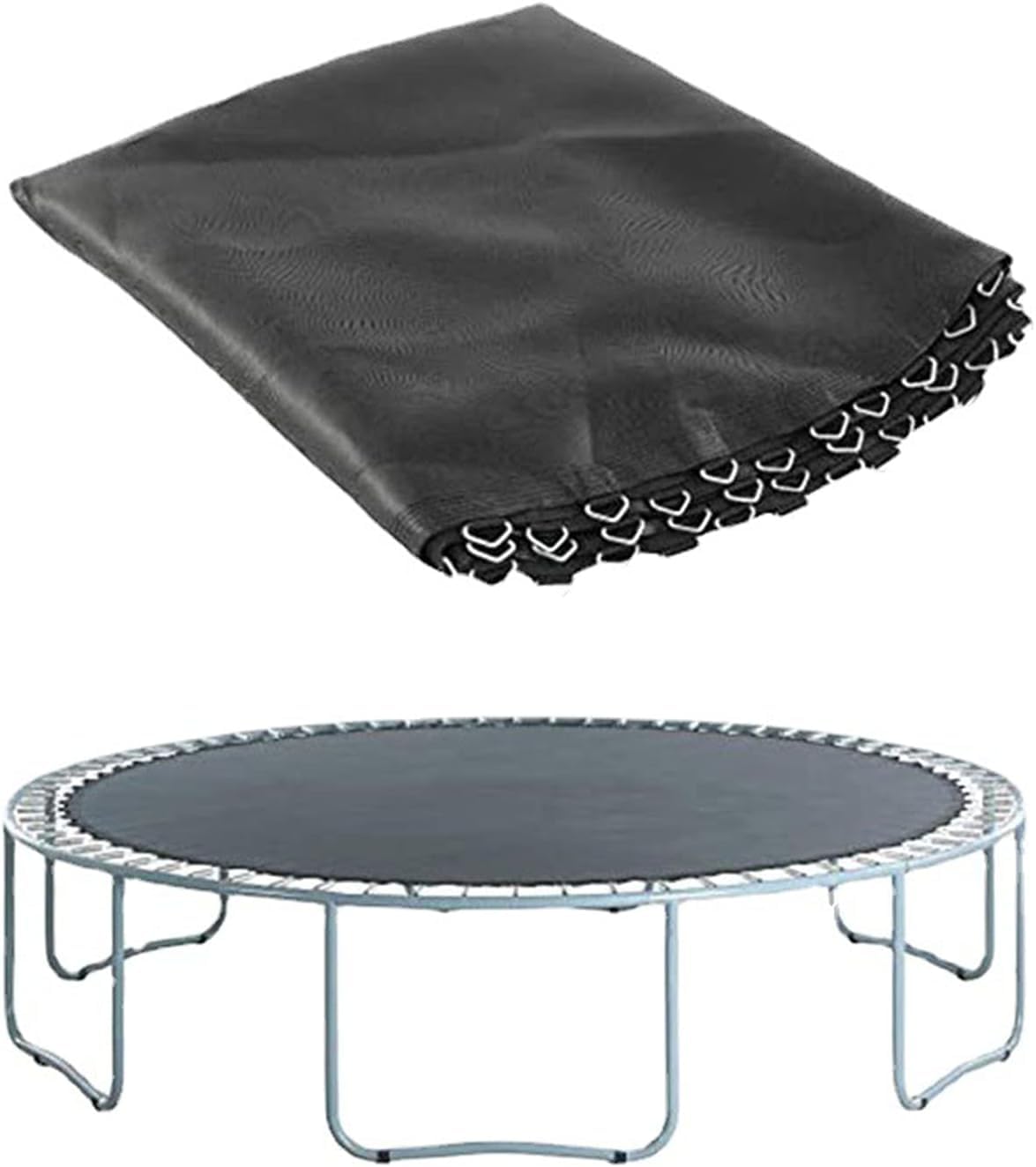 Alfombrilla de salto de repuesto de 4.3 m, tela negra, 88 hebillas para un agarre seguro con forma redonda, ideal para diversión familiar y fitness al aire libre