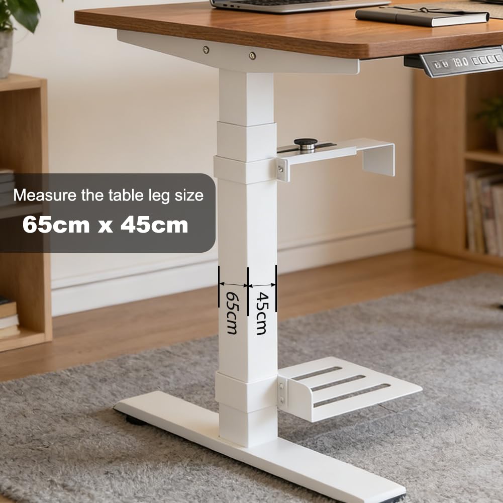 Supporto per PC sotto scrivania, supporto per computer senza foratura, portata 18 kg, supporto per computer da scrivania regolabile (65 x 45 mm) (bianco)