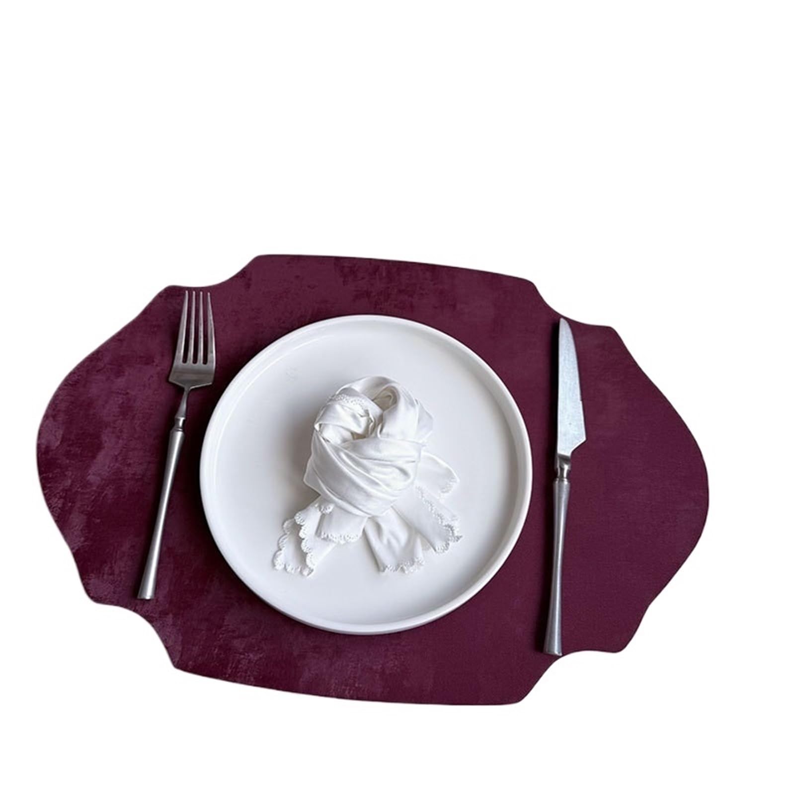 Placemats 2pc Leather Placemat Double-sided Oval Imitation Velvet Insulation Anti Slip Heat Pad Table Place Mat(Color6)