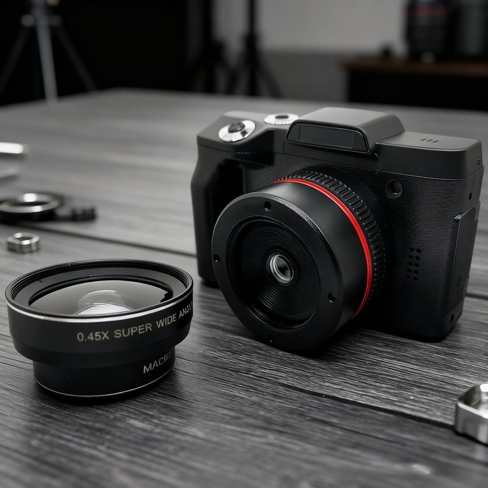 Aparat cyfrowy 16 MP z ekranem 2,4", 16-krotnym zoomem cyfrowym i wideo 1080p, kompaktowy aparat do domu i podróży, obsługuje kartę SD do 128 GB, czarny