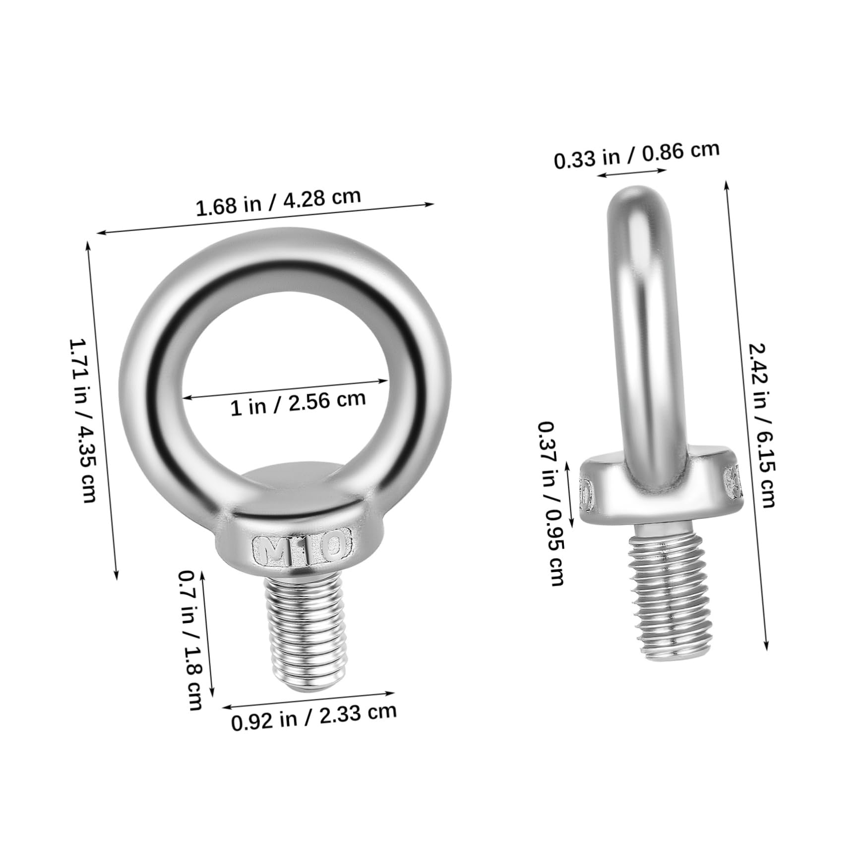 Balacoo 4 Pcs Stainless Steel Eyebolts Heavy Duty Lifting Eye Bolts for Outdoor Applications Threaded Design for Secure Rigging and Lifting Versatile Use High Strength for Heavy Loads