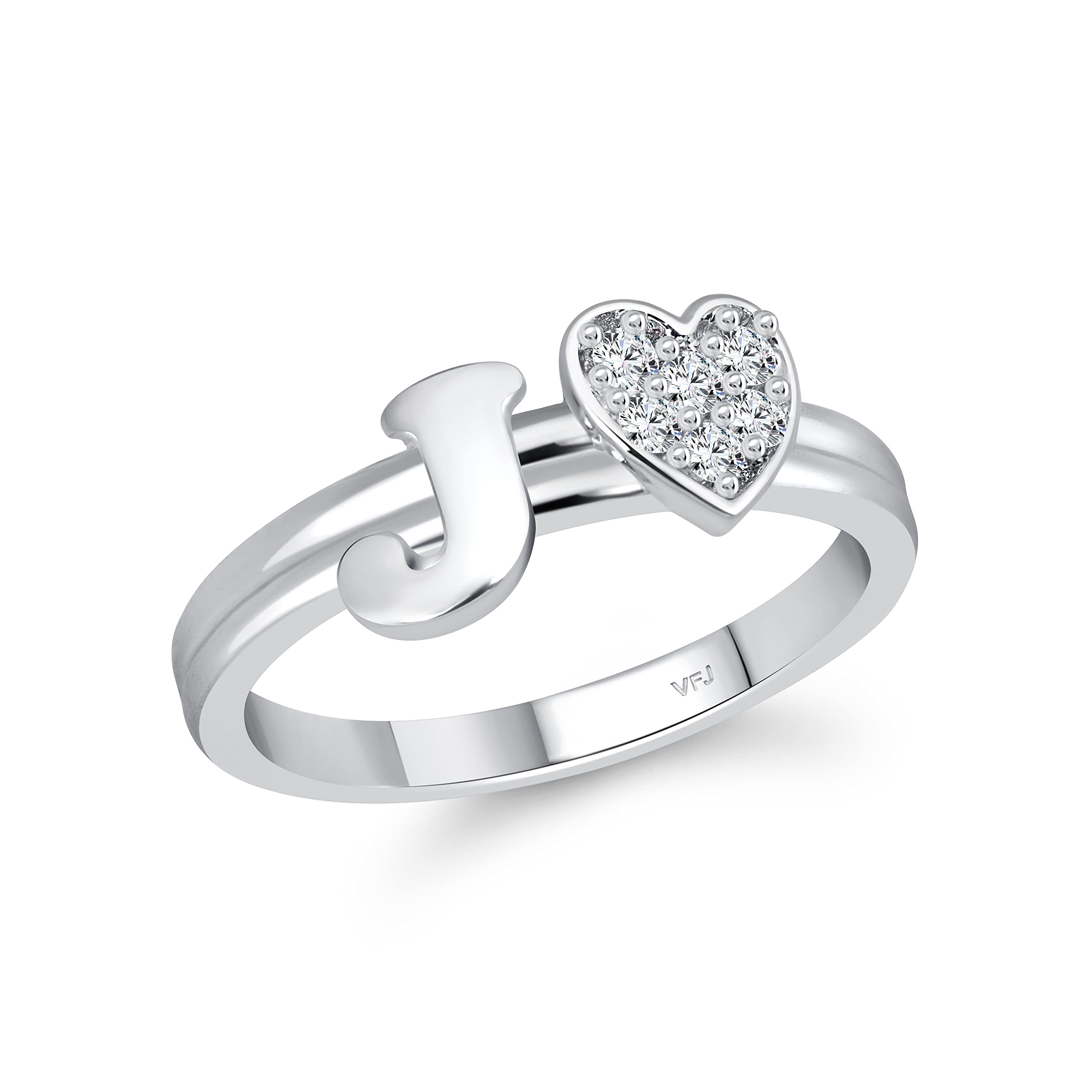 Vighnaharta valentine day gift valentineday gift for her gift for him gift for women gift for men cz alloy Rhodium plated Valentine collection Initial  J  Letter with heart ring alphabet collection for women and Girls (B095CP4Z8Y) Amazon Price History, Amazon Price Tracker