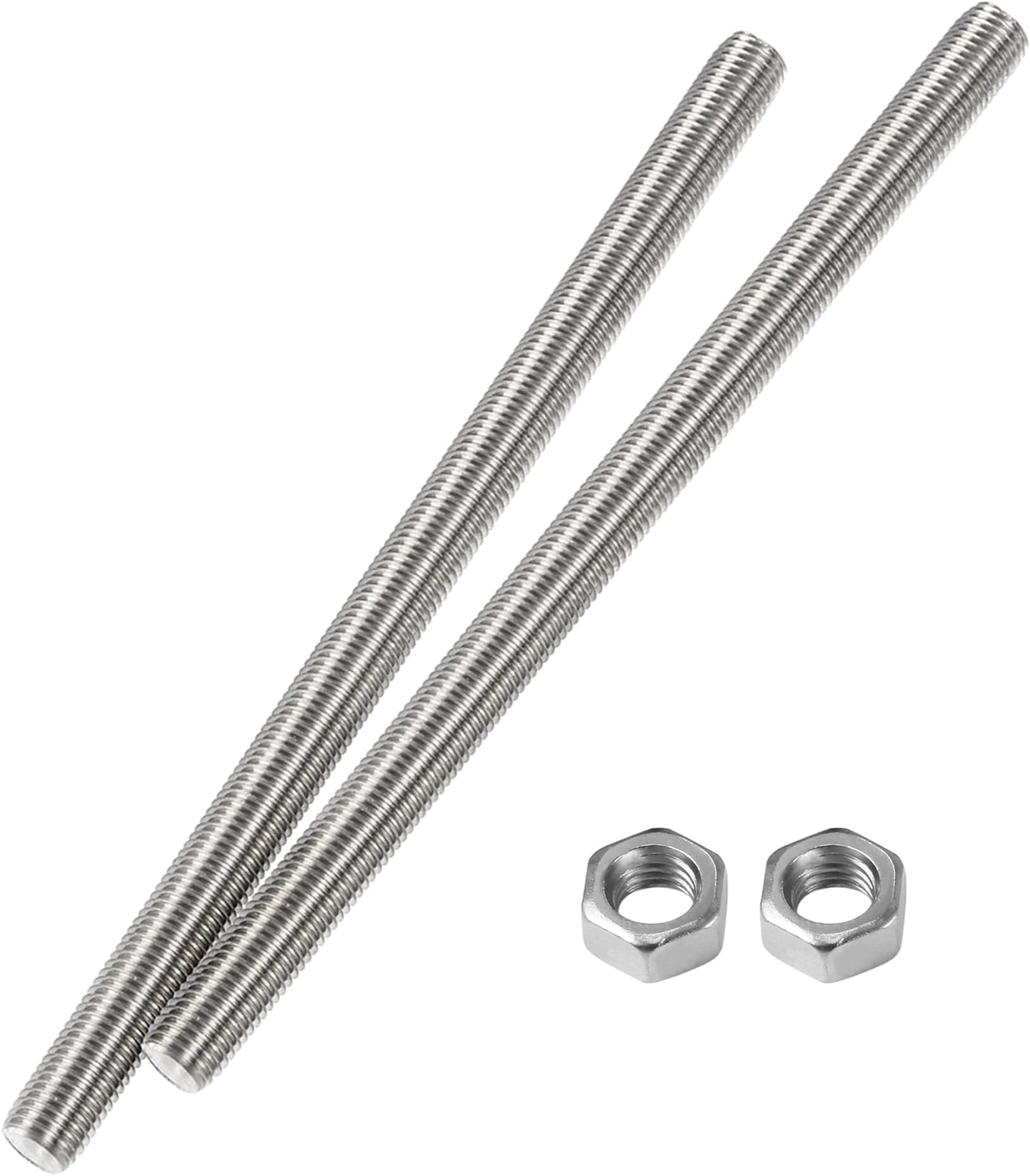 M8 x 400mm Fully Threaded Rod & Studs, 304 Stainless Steel Right Hand Threads Rods, M8-1.25 Thread Pitch for Anchor Bolts, Clamps, Hangers and U-Bolts 2 Pack【with Nuts】