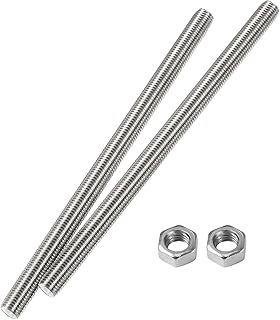 M8 x 200mm Fully Threaded Rod & Studs, 304 Stainless Steel Right Hand Threads Rods, M8-1.25 Thread Pitch for Anchor Bolts, Clamps, Hangers and U-Bolts 2 Pack【with Nuts】