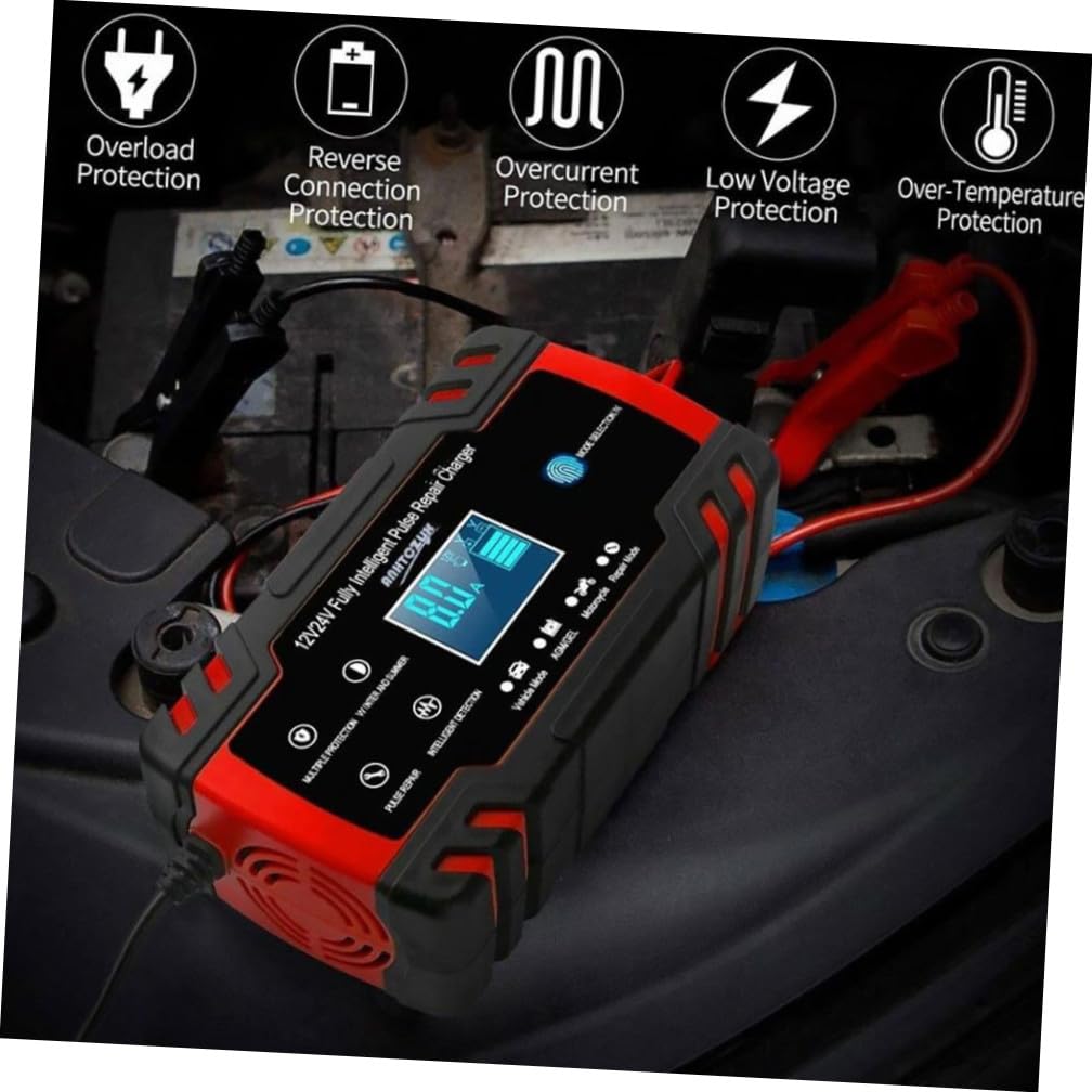 Zerodeko Caricabatterie Intelligente Per Veicoli Riparatore Di Batterie Auto Caricabatterie Impulsi Compatibile Vari Tipi Di Veicoli e Batterie