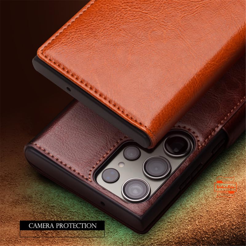 Funda de piel para Samsung Galaxy S26 Ultra (cierre magnético, función atril, tarjetero), color negro