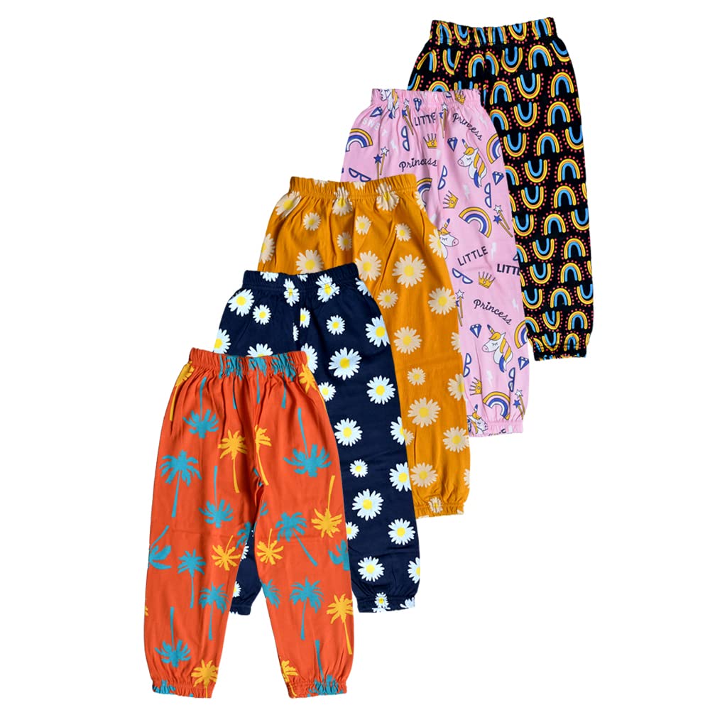 T2FGirls Cotton Regular Fit Printed Track Pant (Pack of 5)