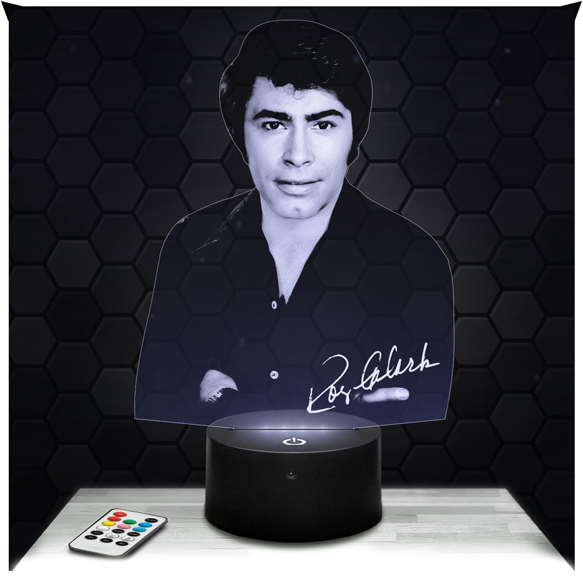 Lampephoto.fr - Roy Black 3D Lamp, Night Light 3D LED Illusion Lamp, German Singer and Actor, Night Light for Children's or Adult's Bedroom, Original Christmas, Gift