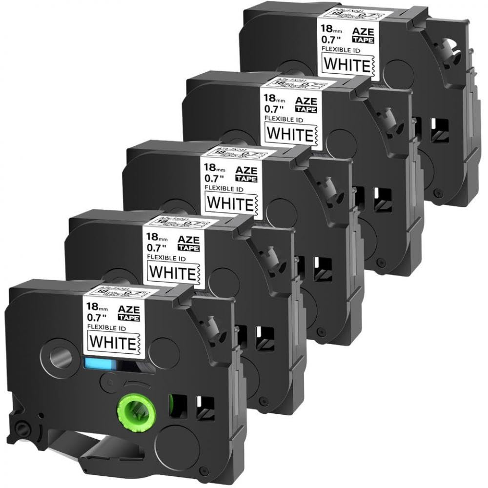 Nastro laminato flessibile da 18 mm compatibile con nastro for etichette nero su bianco Tze-FX241 for stampante for etichette