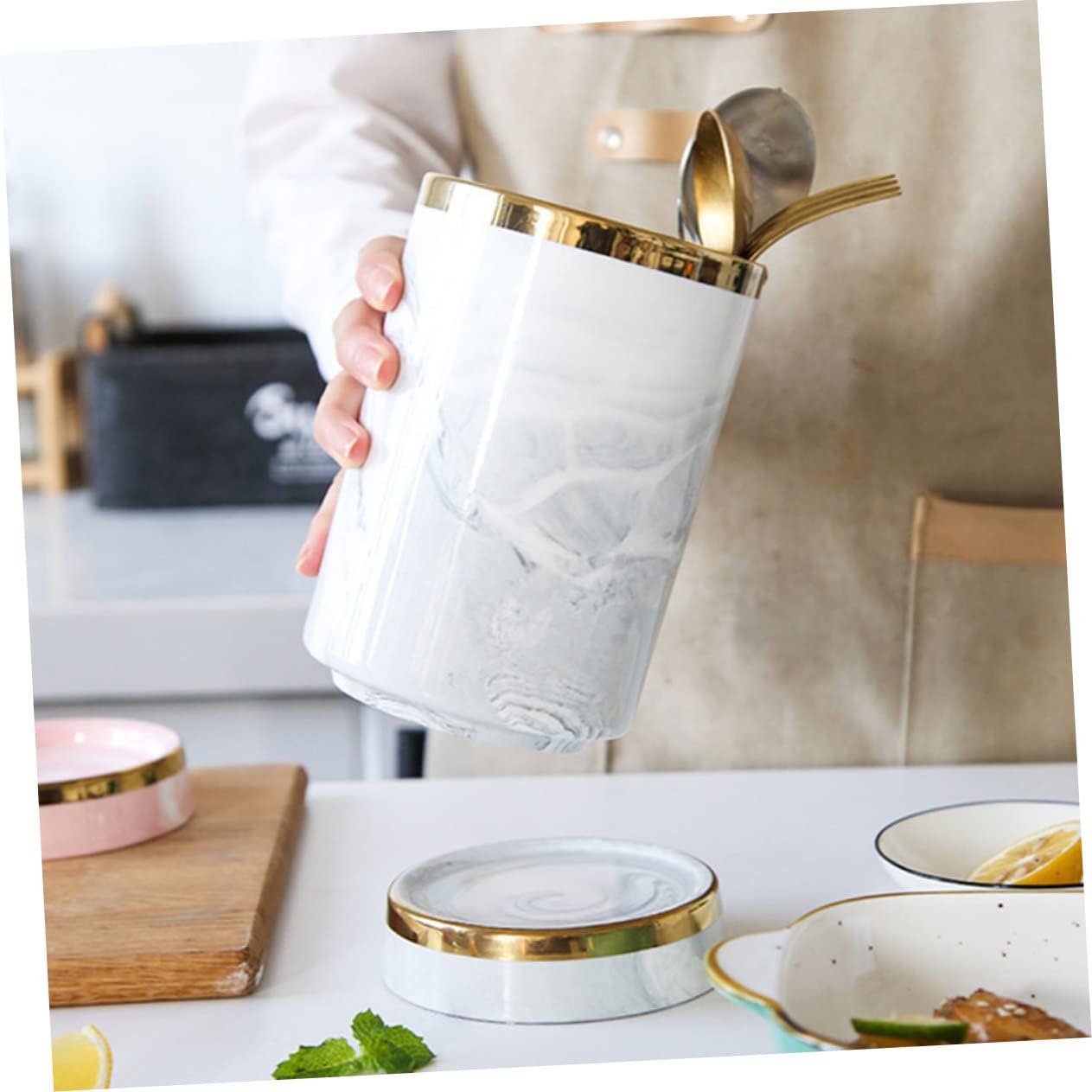 PRETYZOOM Ceramic Chopstick Holder Elegant Utensil Organizer for Countertop Storage Vintage Design for Kitchen Tableware Cutlery Holder for Neat Cooking Spaces