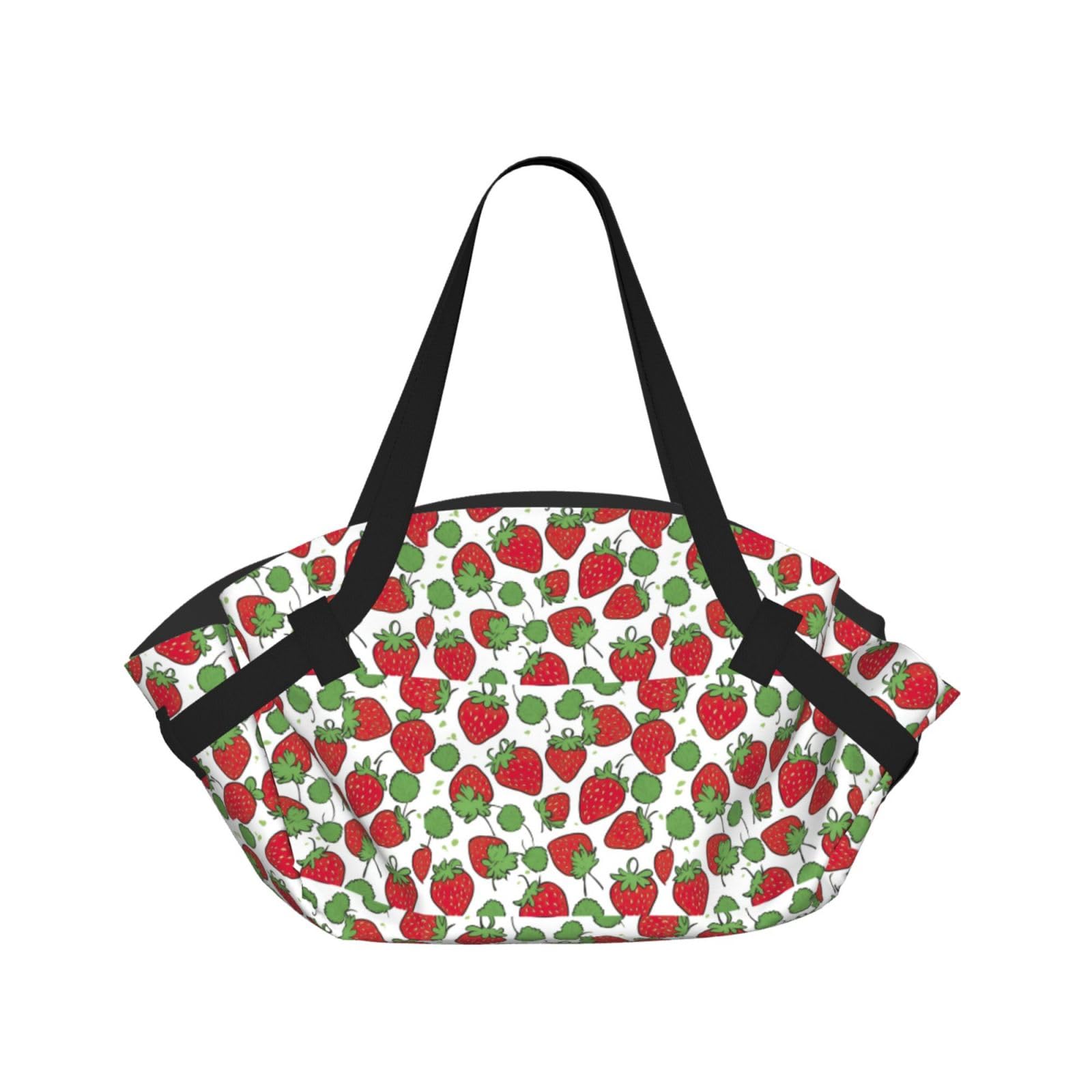 UVBDF Strawberry pattern 2-in-1 Camping Blanket Tote, Waterproof Stylish Printed Outdoor Bag for Beach Park and Picnic