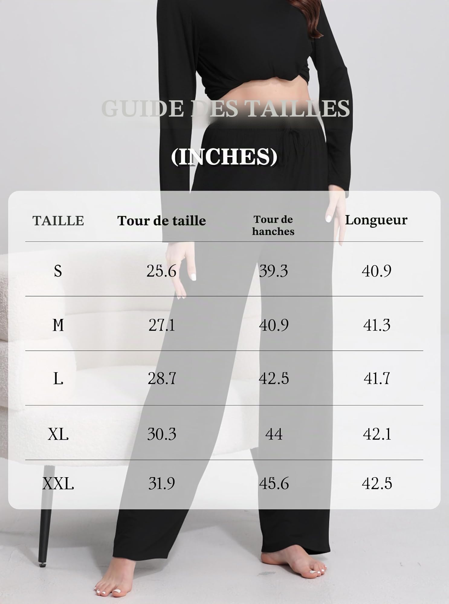 FEQO 2 Pièces Bas de Pyjama Femmes Pantalon de Pyjama Taille Élastique Pantalon Long Lâche Leggings De Yoga femme