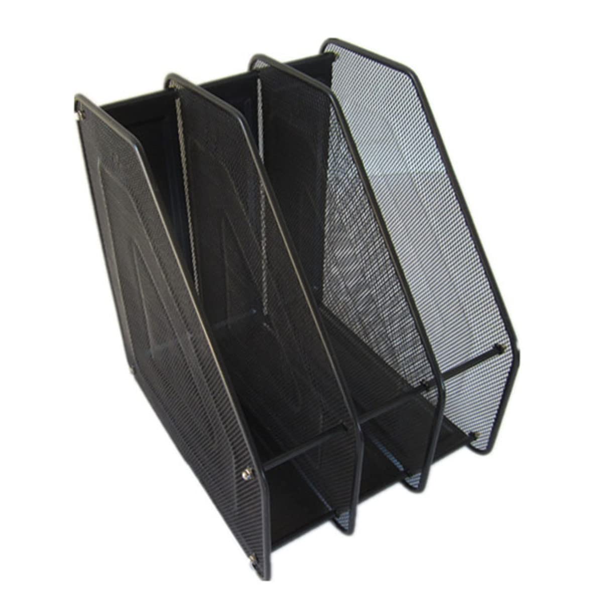 Operitacx Organisateur de Documents de Bureau Noir Design Moderne en Métal 3 Compartiments pour Organiser Dossiers et Cahiers Plans de Travail