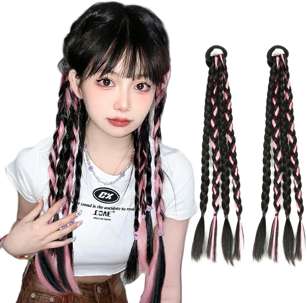 Amazon.co.jp: GIGIBO ヘアエクステ 四つ編み カラー エクステ