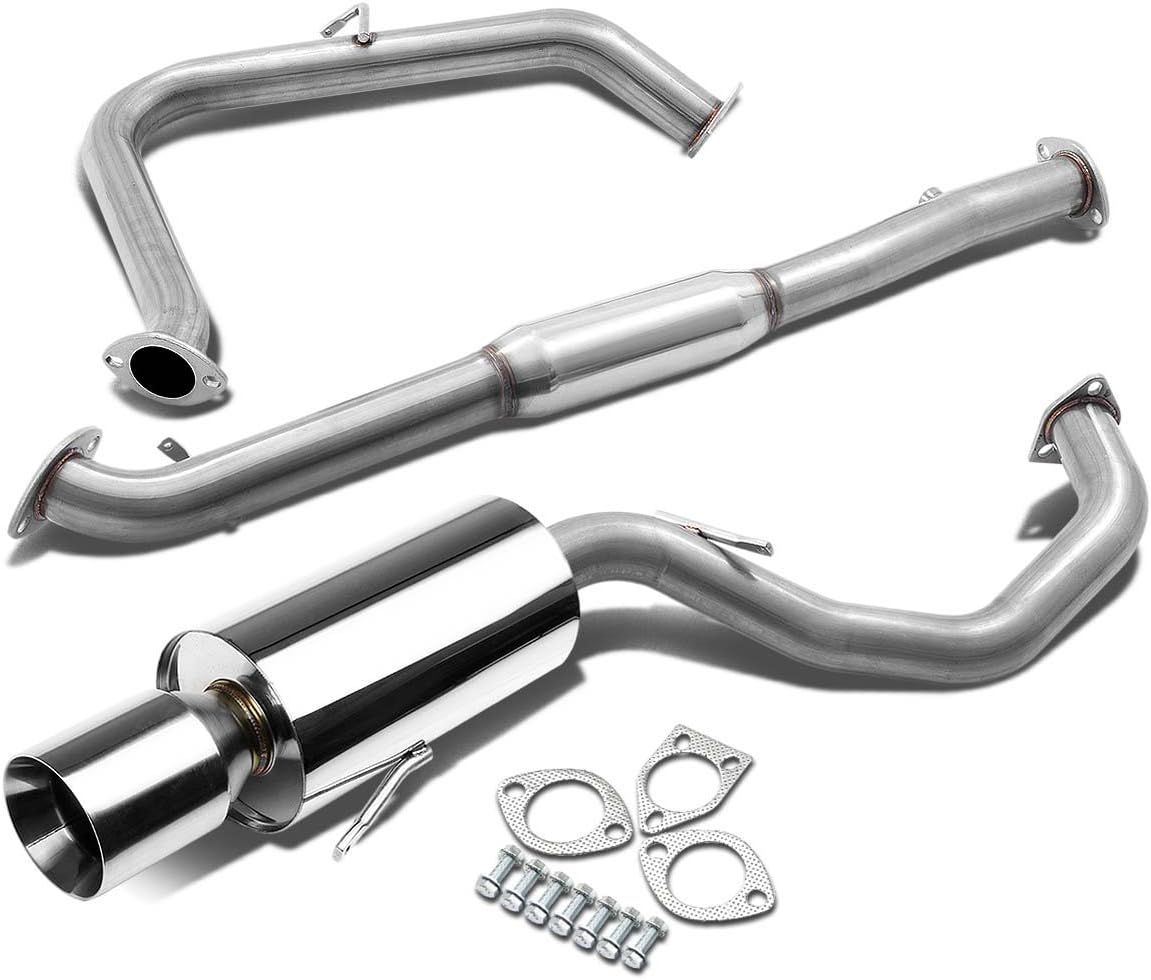 Auto Dynasty 4 Inches Rolled Muffler Tip Catback Exhaust System Compatible with Mitsubishi Eclipse Talon 95-99