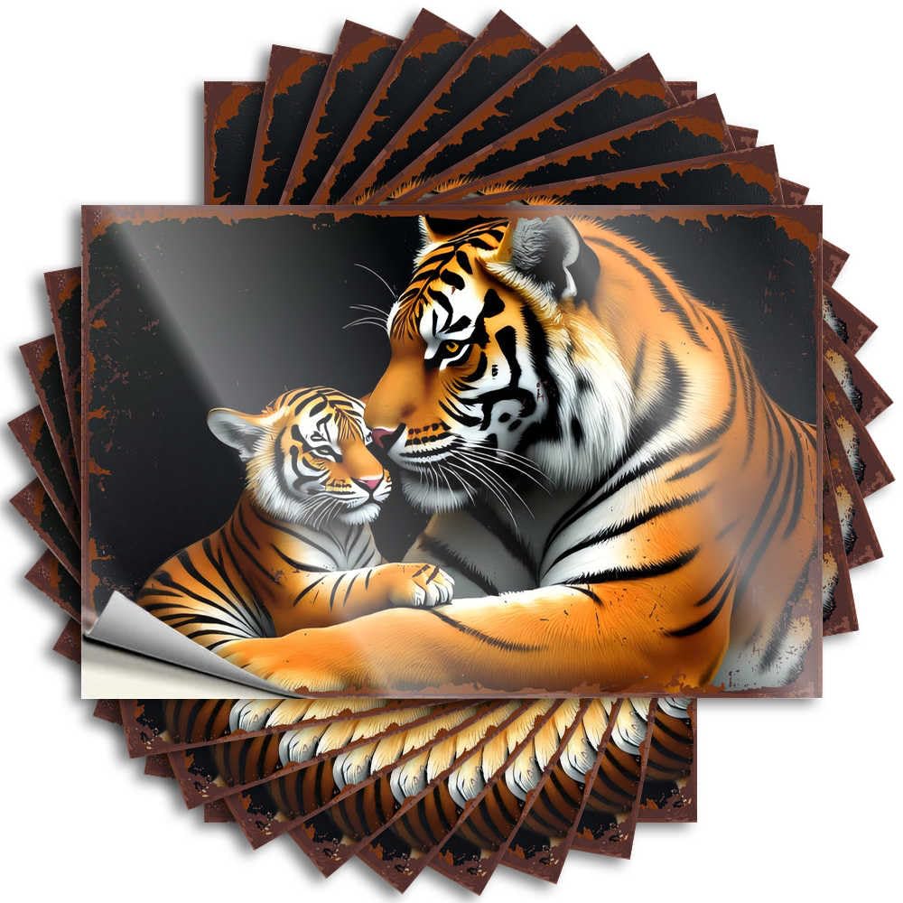 Tattoos - Smiley Face Water Motherly Love: A Tiger's Embrace for Boss Men Bedroom Decor(8X12CM)