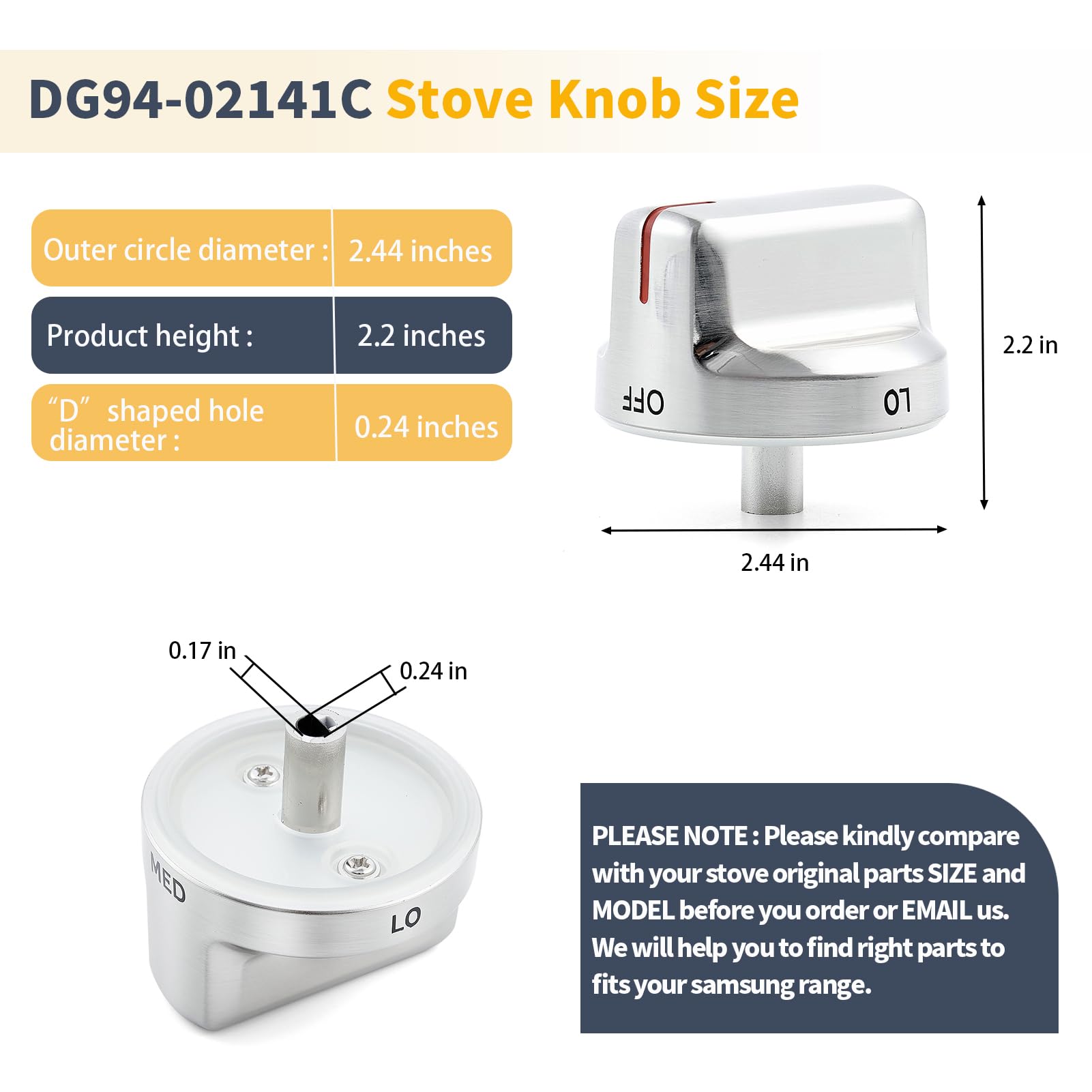 2 Oven Hob Knob For Stoves Cooker Switch Dial In Silver 61EDO 61EHDO (Pack Of 2 - Foto 13