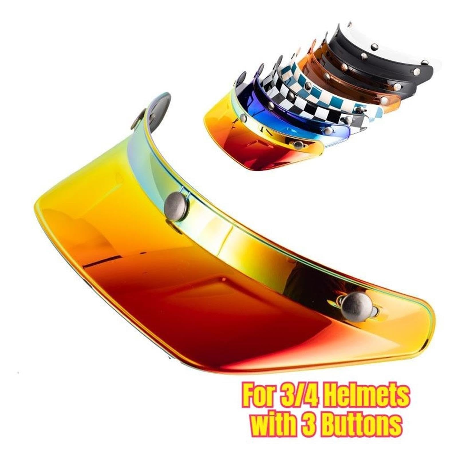 Motorcycle Half Helmet Brim Retro Three-button Sunshade Visor,Protettivo
