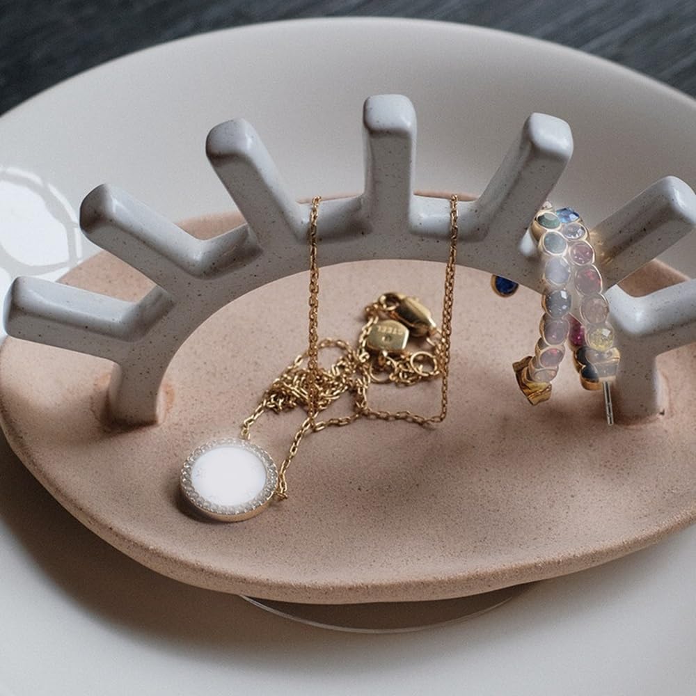 Kreatywne ceramiczne naczynie na biżuterię Stojak na biżuterię z tacą organizer na biżuterię
