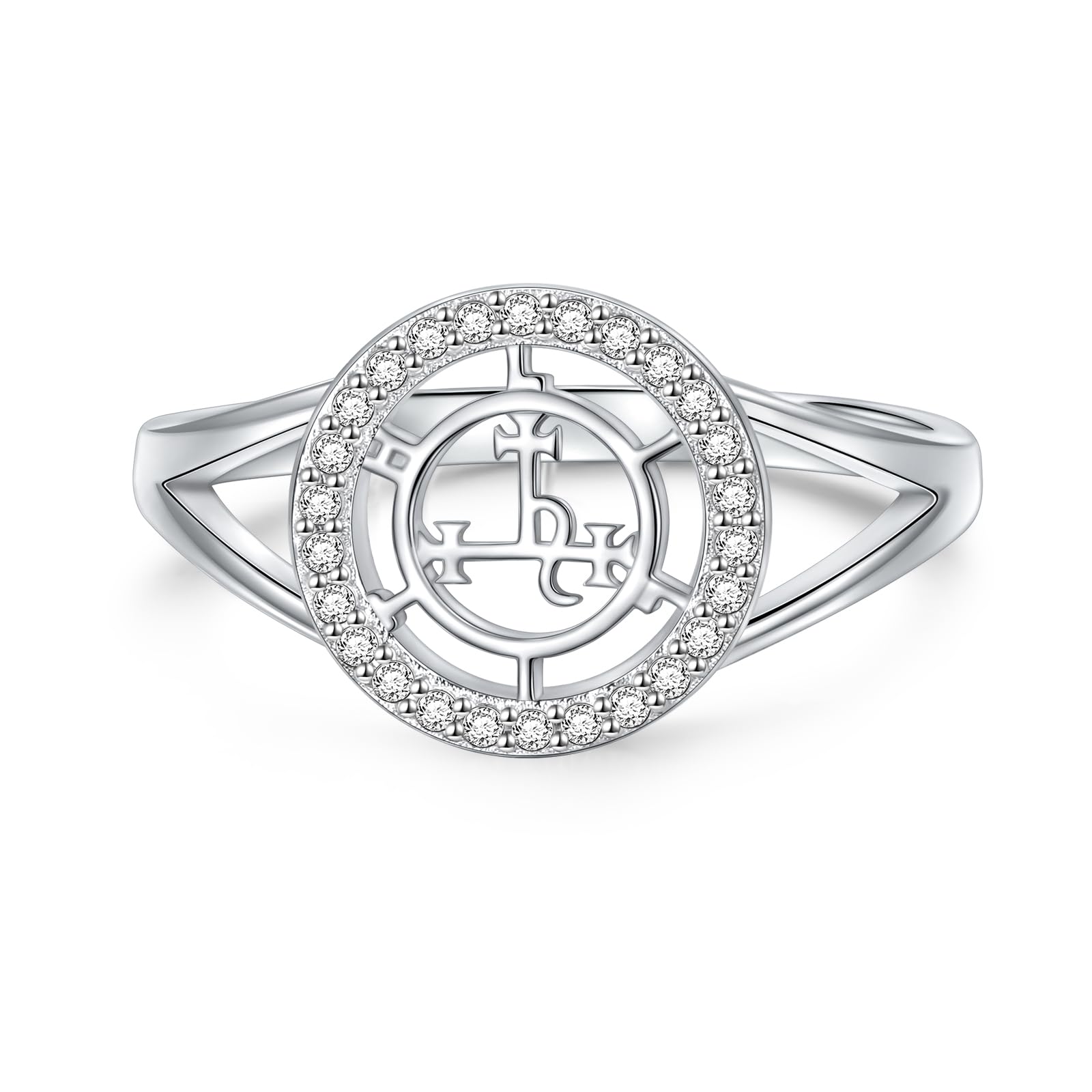 DAOCHONGSigil of Lilith Abalone Shell Statement Ring S925 Sterling Silver Sigil of Lilith Statement Ring Gifts for Women Men