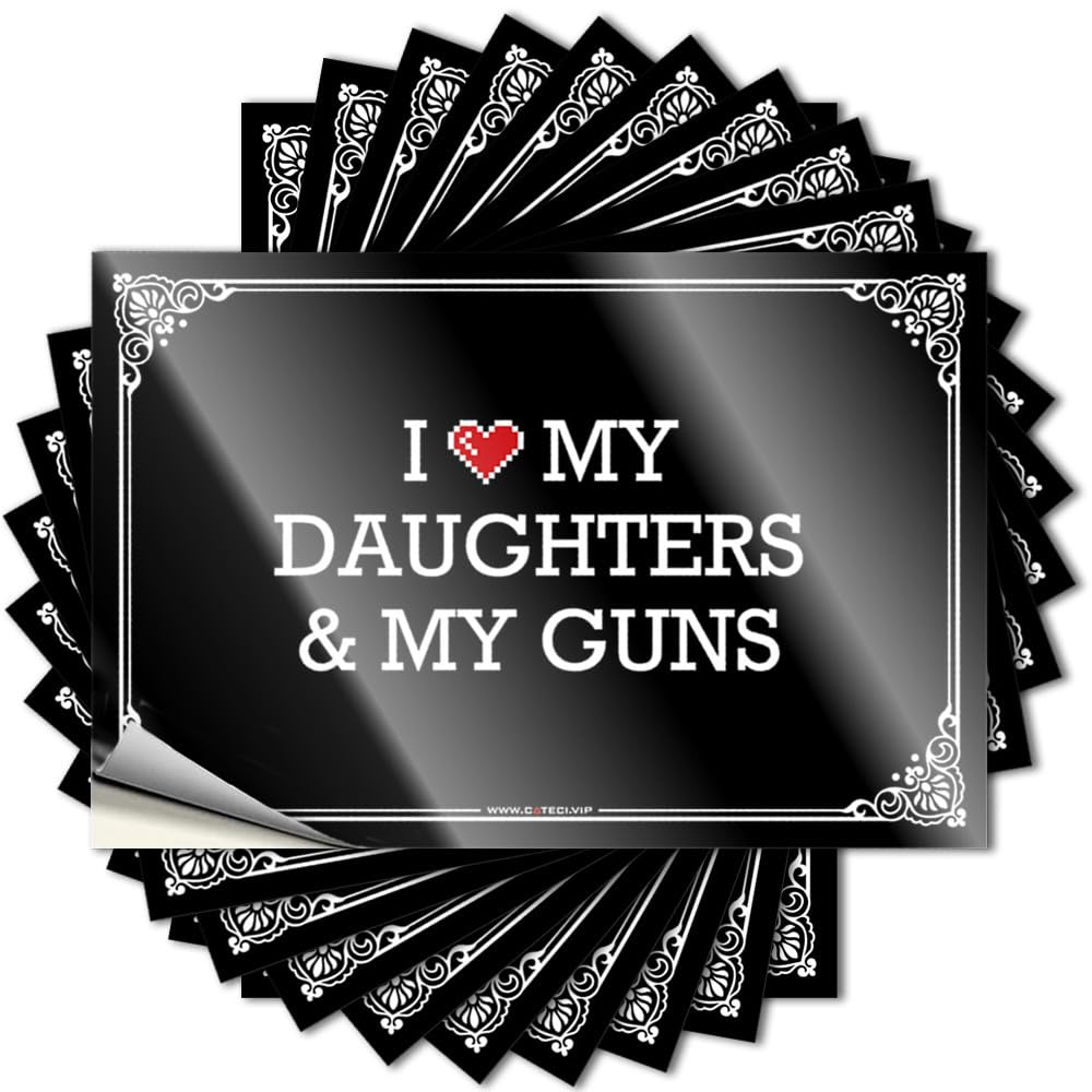Garage Stuff for Guys Sticker Durable Garage | I Love My Daughters & My Guns Badass Self Adhesive Sticker for Drinking DIY(6X9CM)