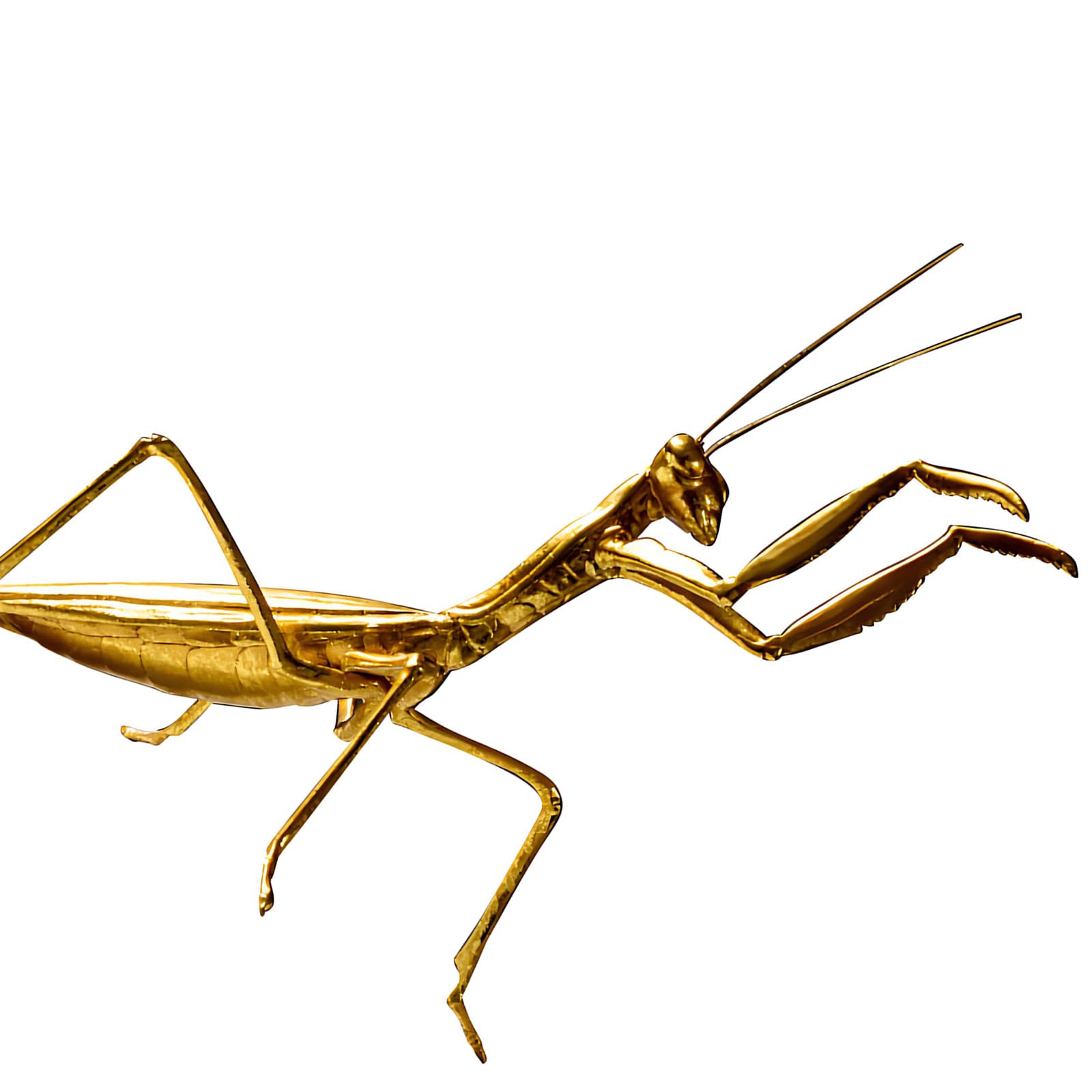 Figura de mantis dorada para entrada, resina, B, B.