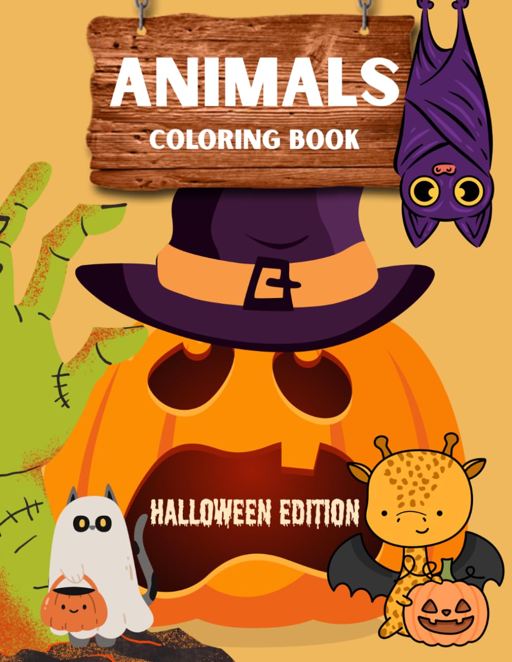 Spooky Cute Animals Coloring Book for Kids Ages 4-8: Fun and Easy Halloween Coloring Pages for Boys and Girls