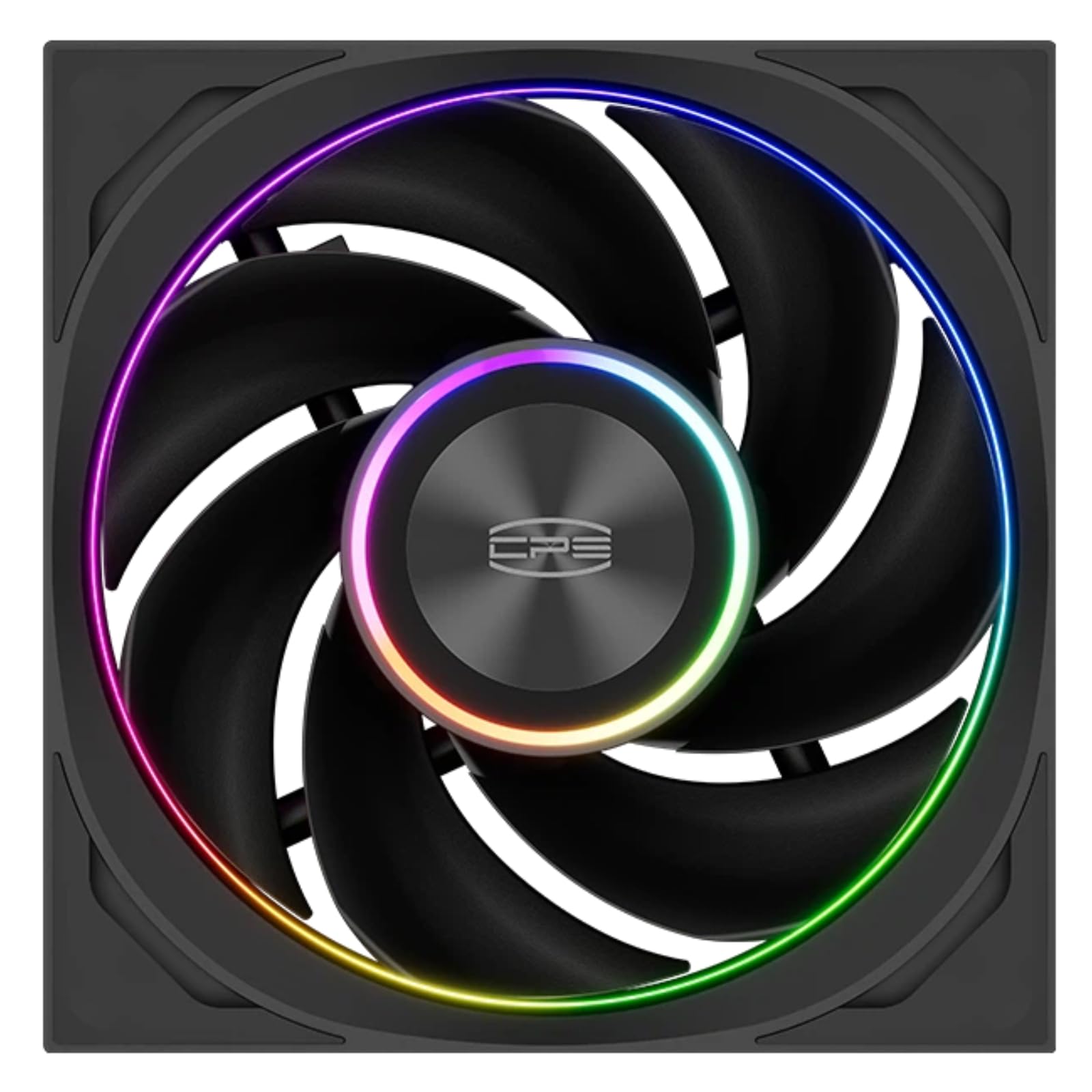 PCCOOLER F7 X120R ARGB - Ventola di aspirazione con lama invertita da 120 mm, con specchio infinito a tre lati, collegamento a catena a margherita, ventola PWM ad alto flusso d'aria, confezione