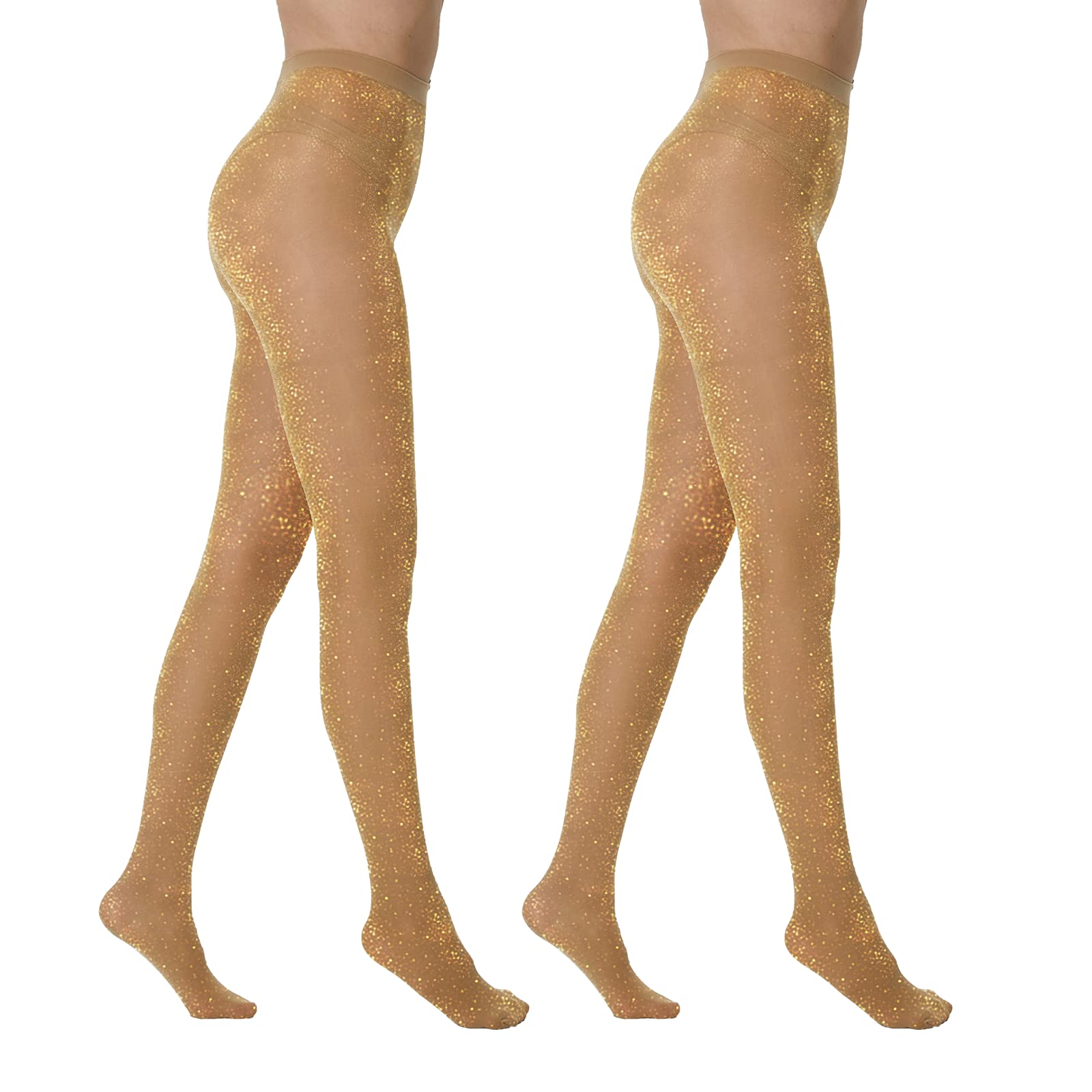 Manzi Women's Gold Sparkly Tights For Glitter Lurex Dress Tights For Christmas Halloween Cosplay