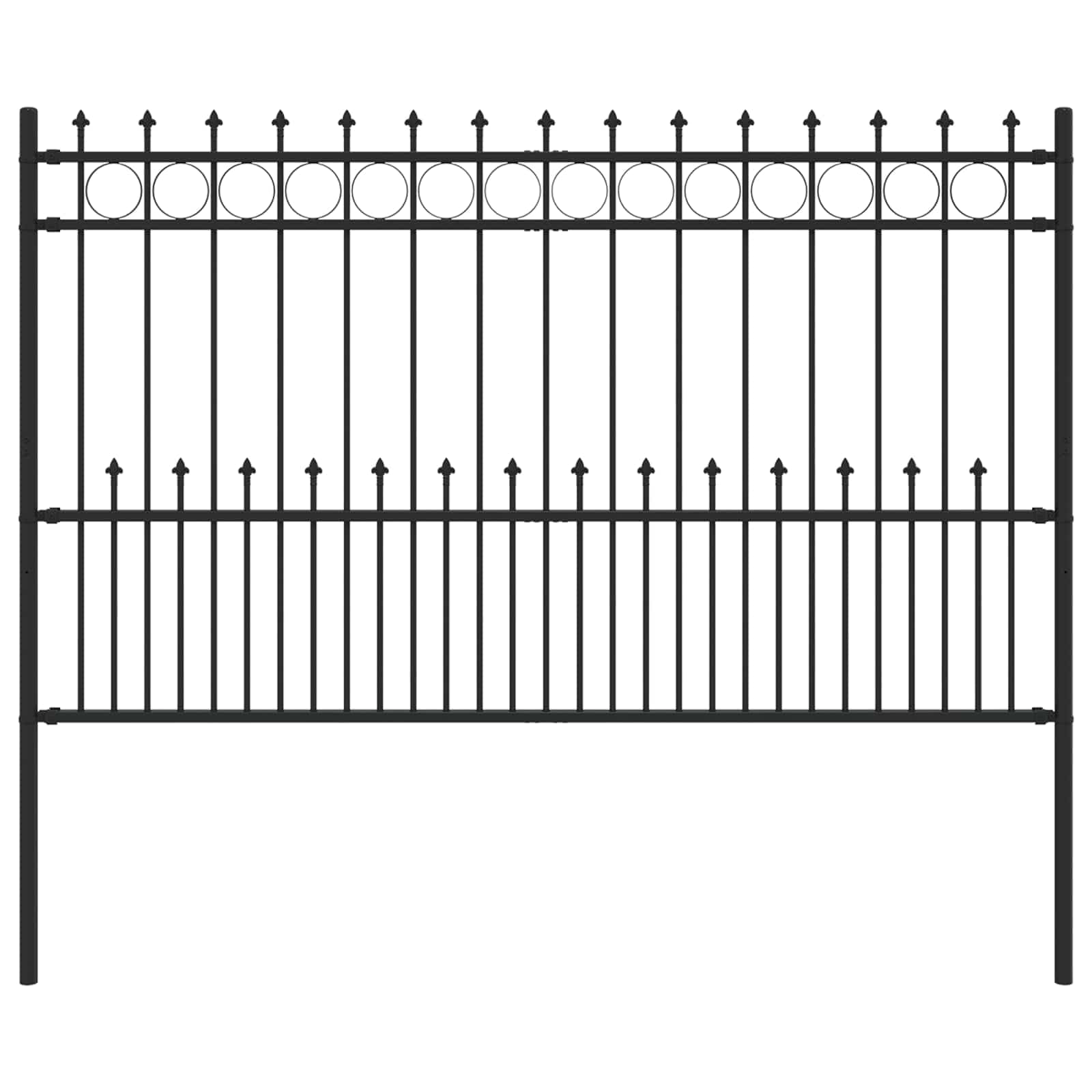 Spike Ring Fence Horst Black 200 x 166 cm Powder-Coated Steel Outdoor Security Barrier for Garden Patio Driveway Weather Resistant Interlocking Design