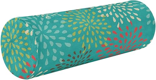 KLL Almohada de cojín de flores abstractas de colores para piernas Rollo de almohada de cuello Inserto de almohada redonda pequeña Cojín redondo