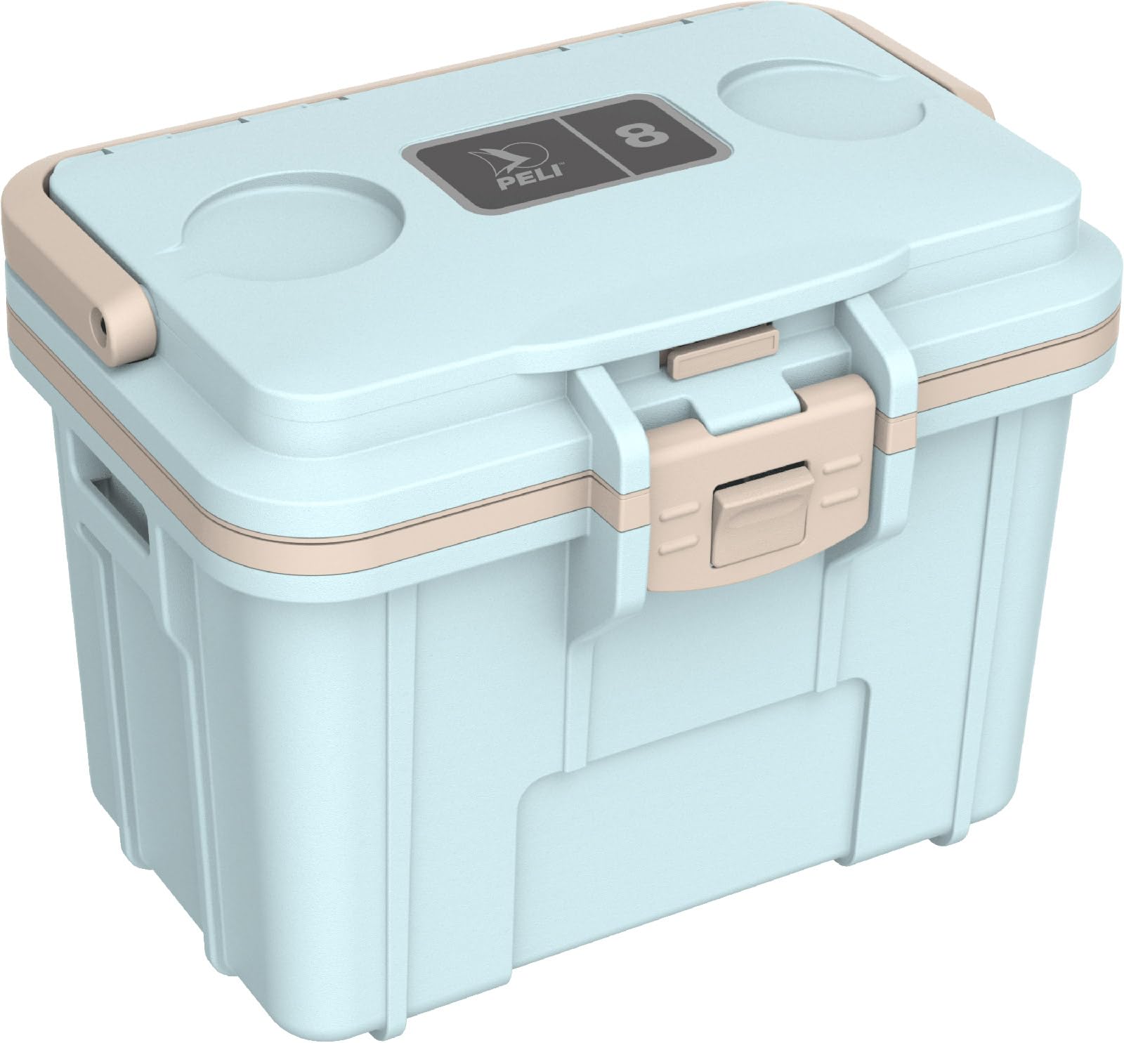 PELI 8QT Kühlbox 8L, Kühltasche mit Ganztägiger Kühlung, Wacholdergrün/Tan