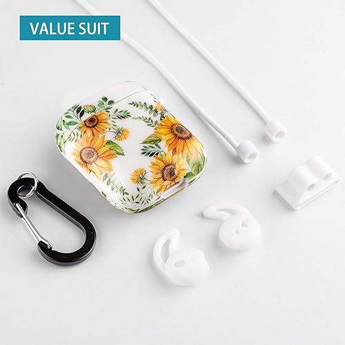 Miniatura 8 de Funda de girasol para Airpod, funda rígida a prueba de golpes con llavero para Apple Airpod de 2 generación, funda para Airpod niños y niñas, LED