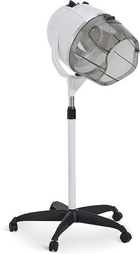 BarberPub Secador de capó de pelo con capucha de 1300 W con soporte, base rodante de pie de altura ajustable, equipo de salón de belleza con
