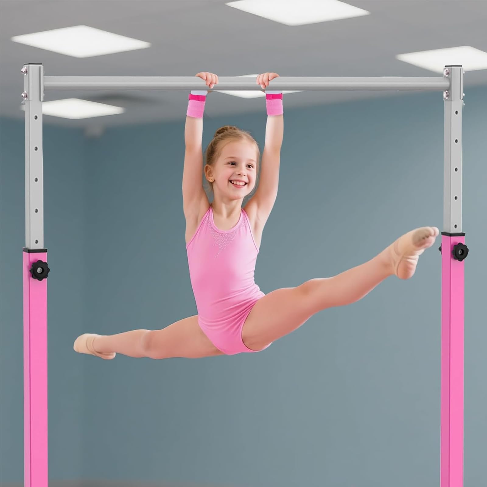 Paracalli Ginnastica Artistica, Set di Polsini da Ginnastica, Palm Protector Grips, Manopole da Paracalli Artistica Bambina, Bodybuilding, per Esercizio Bambini Ragazzi(Rosa)