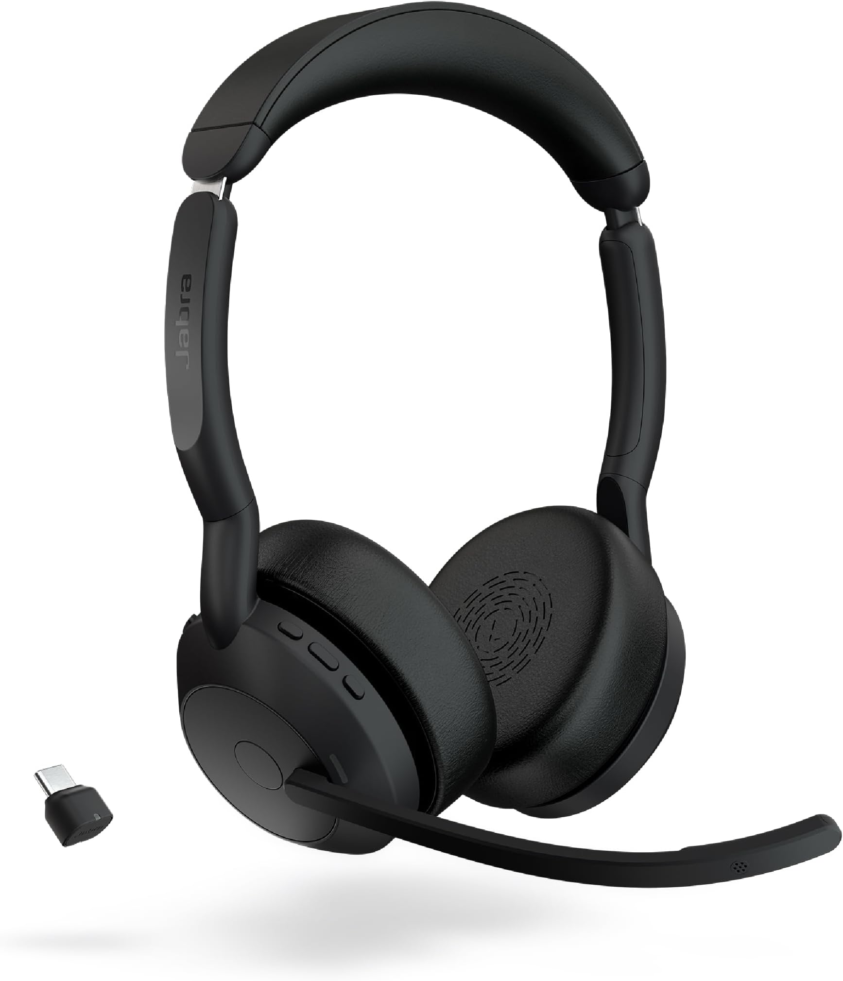 Jabra Evolve2 55 Stereo Wireless Headset - Features AirComfort Technology, Noise-Cancelling Mics & Active Noise Cancellation - Works with UC Platforms Such as Zoom & Google Meet - Black