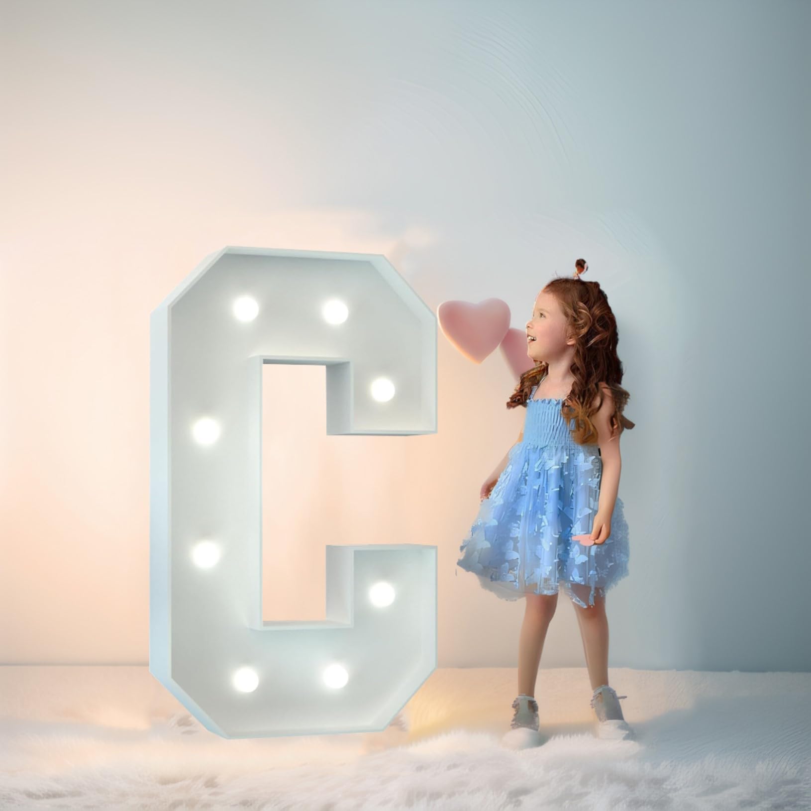 Syibelters Letter C 70Cm-2.3Ft Led Marquee Lights Led Alphabet Lights Remote Control Marquee Decoration Light Up Sign For Wedding Birthday Gifts