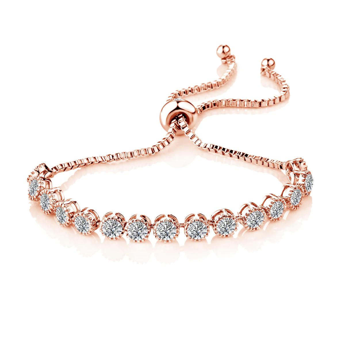 Rose Gold Plated Friendship Slider Bracelet with Zircondia® Crystals