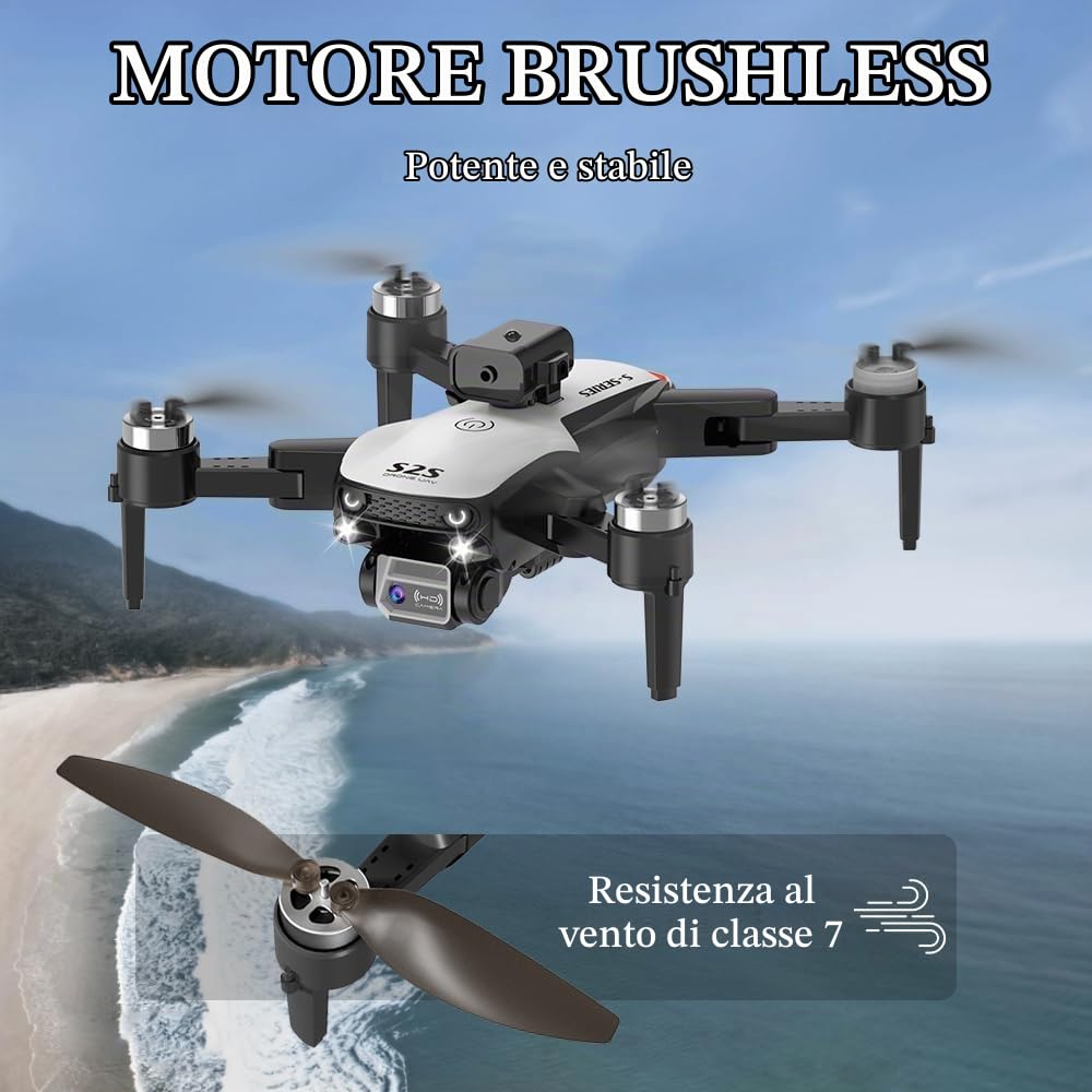 OBEST Drone con Telecamera 4K,Drone con Motore Brushless,Quadcopter Pieghevole FPV,Evitamento Attivo Degli Ostacoli a 360°,Giocattoli e Regali per Bambini e Adulti
