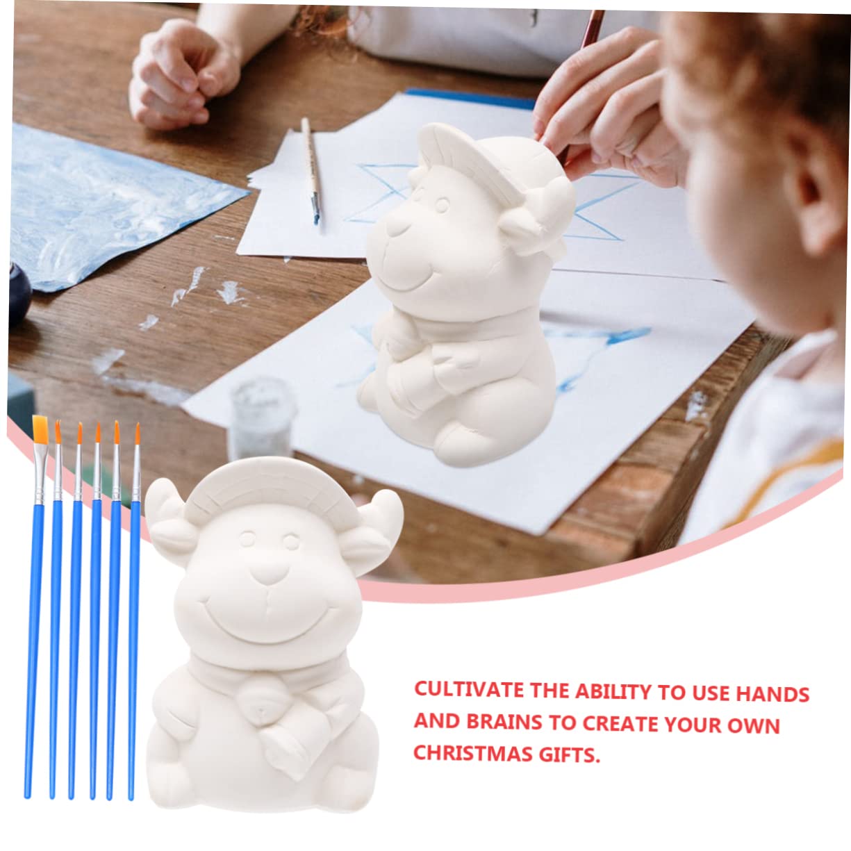 Abaodam 2 Stück Selbstgemacht Statuen aus Keramik zum Malen Handbemalte Weihnachtsdekoration mit Realistischem Look
