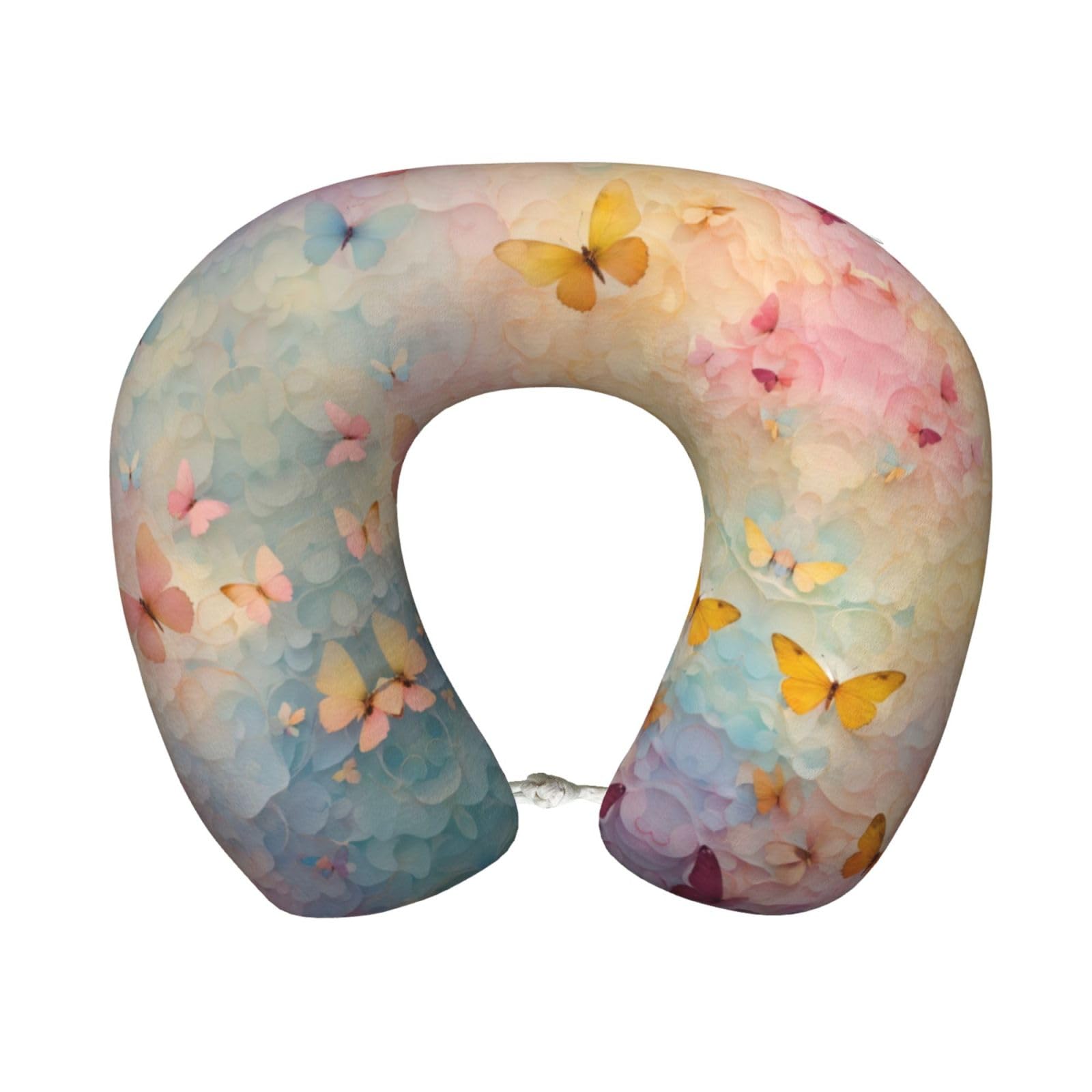 peiyeety Butterfly Print Custom U-Shaped Pillow,Memory Foam Cervical Neck Travel Pillow,for Home,Camping,Travelling