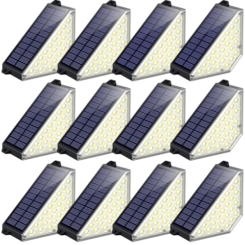 TECKNET Solar Step Lights for Outside, Warm White Solar Stair Lights 12Pack