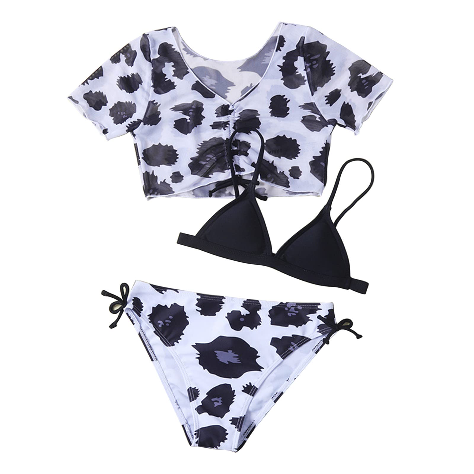 Generisch Tankini para niña, traje de baño para niños, bebé, niña, primavera, verano, secado rápido, impresión bikini, 3 piezas, traje de baño de playa, ropa