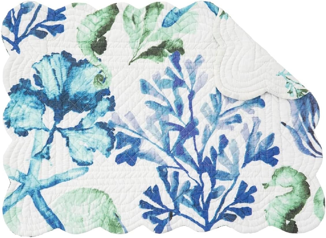 C&F Home Bluewater Bay Quilted Rectangular Placemat Set of 6 13 Inches x 19 Inches