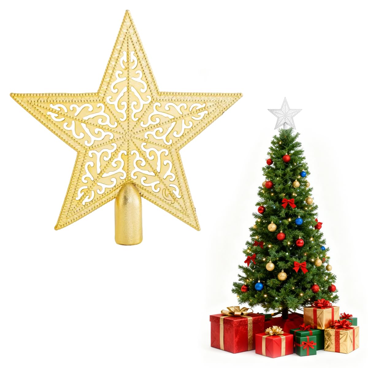 クリスマスツリー 約180cm 星型トップ装飾 Amazon.co.jp: クリスマスツリートップ 星 透かし クリスマス飾り 金