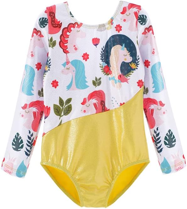 DAXIANG Gymnastics Leotard for Girl Long Sleeve Toddler Dance Biketards Dance Clothes Purple Snowflake Gold Sparkly Mermaid